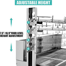 48.7in electric rotisserie grill portable portable stainless steel rotisserie grill roster with wheels, motor, wind baffle for pig chicken lamb rotisseries roasting machine (88 LBS with baffle)