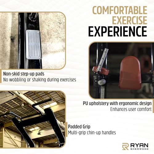 RYAN SHERWOOD Power Tower - Commercial Chin Dip Station with Vertical Knee Raise, 275 lb Capacity