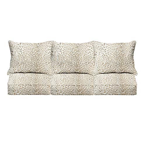Mozaic AMZ418021SC Indoor/Outdoor Sofa Pillow and Cushion Set, Beige/Tan Leopard