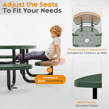 OUTTANS Commercial Metal Picnic Table (Green, 38in, Kids, Expanded Steel)