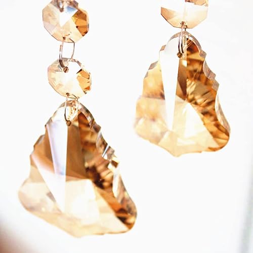 Price (Rings) AAA 100pcs 76mm Nice Champagne Crystal Diy Hanging Chandelier Pendants, Crystal Suncatcher Prisms