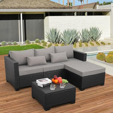 UOPYNE 3 Piece Outdoor Furniture Patio Wicker Sofa Setwith Cushion and Storage Table with Rattan Ottomans, Conversation Sets Patio Furniture Come with Removable Washable Cushion -Light Grey