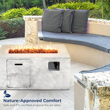 SereneLife Propane Gas Fire Pit Table, 50,000 BTU Square Outdoor Firepit with Stainless Steel Burner, Adjustable Flame, Lava Rocks & Weather-Resistant Cover for Backyard, Patio, Garden (42"x20"x23.6")