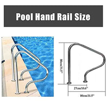 2PCS Stainless Steel Swimming Pool Handrail Swimming Pool Hand Rail, 304 Stainless Steel Silver Pool Handrail Easy Mount Hand Grab Rail - 250LBS Safety Load Capacity