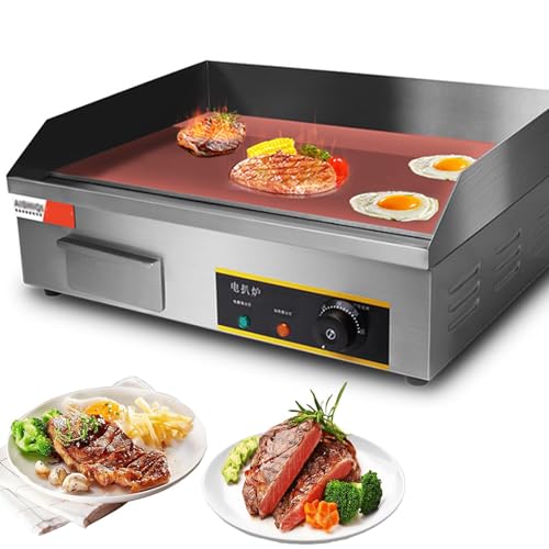 XQZMZSCP 2900W 21.6Inch Commercial Electric Griddle Flat Top Grill Hot Plate BBQ Non-Stick Flat Large Countertop Griddle Adjustable Thermostatic Control