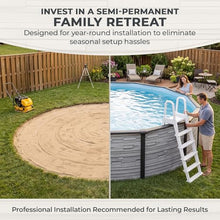 Blue Wave Montilla 24-ft Round 52-in Deep Hard Sided Steel Frame Above Ground Pool with 6-in Steel Top Seats, Dual-Speed Sand Filter System, Ladder, Skimmer & Liner – 12,600 Gallon Cap for Family Use