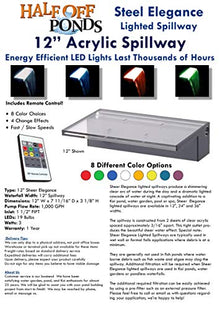 HALF OFF PONDS Elegant Spillway Kits SE12-BK 12" Lighted Color-Changing Acrylic Spillway Kit with 42-Gallon PondBuilder Basin Acrylic