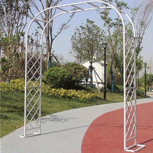 Metal Garden Arch Trellis for Climbing Plants Outdoor Pergola Arbor for Wedding Party Events Galvanised Archway(White,300 * 40 * 230cm)