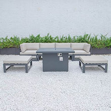 LeisureMod Chelsea Outdoor Patio 7-Piece Conversation Set with Fire Pit Table Beige