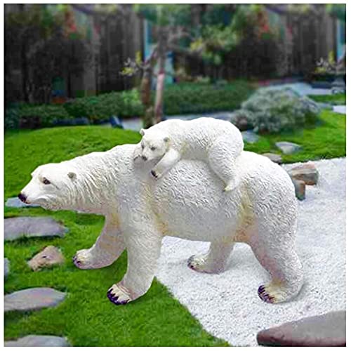 Polar Bear Garden Decoration, Animal Mother and Child Sculpture, Outdoor Garden Crafts, Lawn Ornament, 150X45x95cm