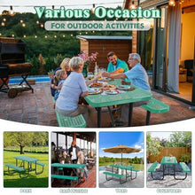 Heavy Duty Picnic Table with Umbrella Hole, Expanded Meta Outdoor Metal Patio Dining Table & Outdoor Bench Set, Steel Mesh Dining Furniture for Garden, Lawn, Patio (4FT Rectangular Table/ Green)