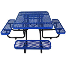 Neojoyoenix Square Outdoor Steel Picnic Table 46" Blue,with Umbrella Pole