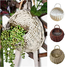 Woven Flower Pot Wall Hanging Bamboo Basket Handmade Woven Flower Basket Hanging Plant Basket Flower Holder for Garden Balcony Living Room Bedroom