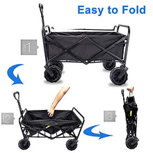 Camping Handcart, Garden Transport Trolley Folding Camping with Lining4-Wheel