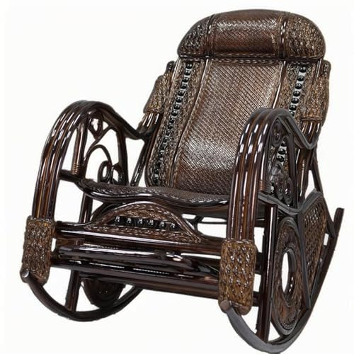 Rattan Rocking, Porch Rocking Chairs, Wide Armrests Anti Tip Design for Garden Porch Balcony Leisure Use(Brown,118 * 100 * 64cm)