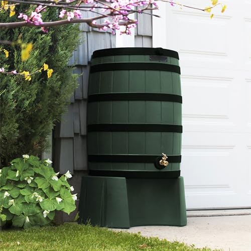 Good Ideas Rain Wizard 50 Gallon Water Storage Barrel Green (4 Pack)