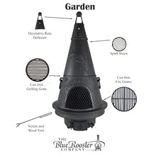 The Blue Rooster Garden Cast Aluminum Chiminea in Charcoal 44" Outdoor Fireplace with Ash Access Door
