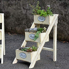 MIIKHI Plant Stand Multi-Layer Wood Ladder Flower Stand American Country Retro Storage Rack Garden Outdoor Decorative Flower Stand Flower Stand