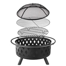 Fire Pit Outdoor Large Bonfire Wood Burning Firepit Bowl BBQ Charcoal Grill Picnic Stove with Spark Screen Cover, Log Grate, Poker, Brazier for Backyard Garden Camping Bonfire Patio