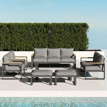 RoyalCraft 9-Seater Aluminum Patio Furniture Set with Coffee Table Grey