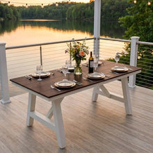 Costaelm Outdoor Dining Tables for Patio, 72" Rectangle 6-Person HDPE Dining Table with Umbrella Hole and Metal Frame for Outside, Garden, Poolside, Backyard, Porch, Balcony, Dark Brown