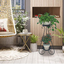 RWGOVLU Plant Stand Flower stand Plant Metal Flower Stand, European Wrought Iron Flower Stand, Multi-layer Floor Indoor Flower Stand, Round Vortex Flower Stand, 32*65cn, Black
