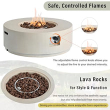 Merax 38.2" Round MGO Outdoor Propane Fire Pit, with Faux Stone Finish, Outside Fire Pit Table with 50000 BTU, Steel Burner, Lava Rocks, Waterproof Cover, Suitable for Patio, Backyard, Poolside