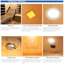 2 Person Indoor Infrared Cedar Sauna with Recliner, Wi-Fi, 3400W, 220V, 20A