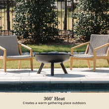 Ash & Ember 36" Ellipse Fire Pit, Heavy-Duty Cast Iron with High-Temp Black Paint, Elevated Stable Design, Integrated Drainage Hole, Outdoor Round Fire Bowl for Woodburning