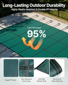 VEVOR Inground Pool Safety Cover, 16 ft x 32 ft Rectangular Winter Pool Cover, Triple Stitched, High Strength Mesh PP Material with Good Rain Permeability (Fit 16x32ft Pools)