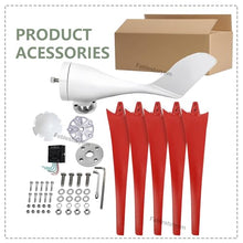 Wind Turbines, 5 Blade Professional Wind Turbines Small Windmill Generator 12000W Industrial, Solar and Wind Power Parts and Accessories, 3 Phase AC Permanent Magnet Generator,Red-12V