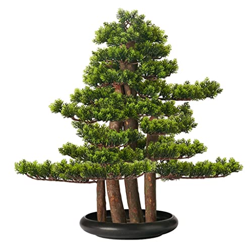 YXIANG56Q Fake Plants Chinese Style Artificial Bonsai Tree Simulation Welcome Pine Bonsai Plants Indoor Potted Plants Decoration Ornaments Home Office Porch Decor Bonsai Tree