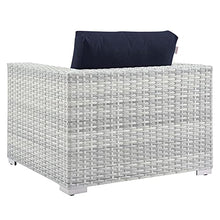 America Luxury - Outdoor Lounge Sectional Sofa Chair Set, Rattan Wicker, Modern, Blue
