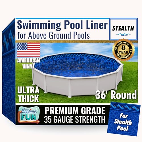 Freetime Fun Permalast Pool Liner | 36 Foot Round | 52 inch Wall Height | 20 MIL Virgin American Liner 8 YR Full Warranty | for Stealth Beaded Style Above Ground Swimming Pools