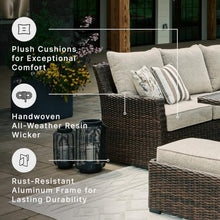 Signature Design by Ashley 3-Piece Patio Sectional with Bench, Brown