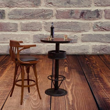 Retro Industrial 3-Piece Bar Table and Stools Set, Round Pub Table with Storage Basket + 2 Swivel Wood Bar Stools, Vintage Bistro Table Set for Home Bar, Kitchen, Patio, Cafe(One table two chairs)