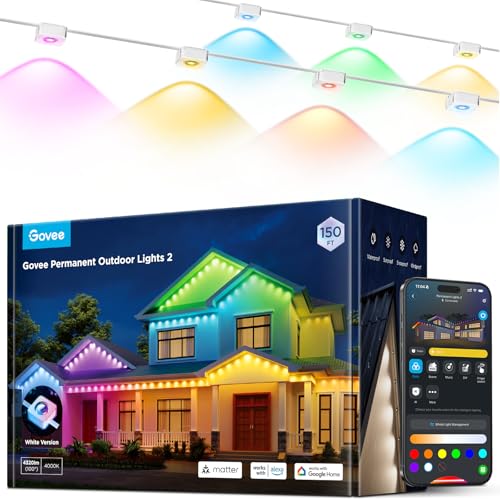 Govee Permanent Outdoor Lights 2, 150ft RGBIC Outdoor Lights with 100 Modes