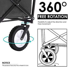 PUCNHZYNW Portable Folding Beach Camping Wagon with Steel Brakes Collapsible Garden Cart with 4 Wheels Foldable Hand Transport Trolley for Festivals Black