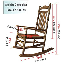 ALIKKA Garden Rocking Chair, Wood High Back Nursing Armchair Seat, Traditional Relax Rocker Deck Chairs for Living Room, Bedroom, Patio and Terrace,Black