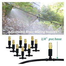 Garden Supplies 5M-30M Garden Irrigation Outdoor Misting Cooling System Watering 1/4'' Brass Atomizer Nozzles 4/7mm Hose Patio Nozzle(KIT003-50M-B)