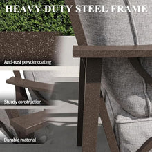 callmego Sturdy All-Weather Outdoor Loveseat with Comfortable Cushioned Seating and Durable Metal Frame for Patio or Deck Use (Gray+ Khaki + Polyester-1)