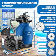 KESSER® Sand Filter System for Pool up to 60,000 L, 10,200 L/h, 400 W Pump, 20 L Tank, 7-Way Valve with Pressure Indicator with 800 g Filter Balls, Pool Filter 10 m³/h with Adapter Diameter 32-38 mm