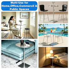 Yopappol Weatherproof Adjustable Height Patio Table, Full Stainless Steel Round Bistro Side Table, Space Saving Outdoor Cocktail Tables for Garden Cafe, Easy to Assemble(Top 35cm)