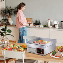 21" Commercial Electric Countertop Griddle, Stainless Steel BBQ Flat Top Grill Hot Plate, Adjustable Thermostatic Control 122°F-572°F