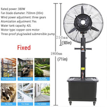CUTPOIY Portable Oscillating Misting Fan with 42L Tank, 3 Speeds for Patio Cooling, 30in, Fixed-750mm (30in)