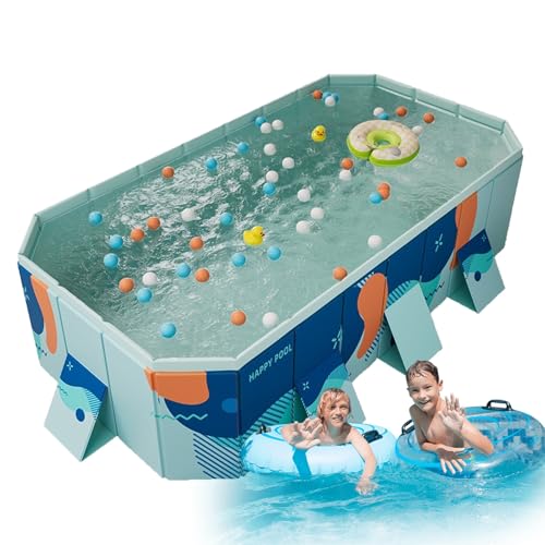 CHSUFBTY Multi-Use Collapsible Tub - Swimming, Bathing, Play Pool - Foldable, Double Drain, 1.8m Family Size(Dieff Blue,72.8 * 53.3 * 20.8in)