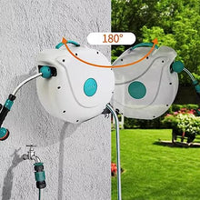 Water Pipe Storage Rack Retractable Garden Hose Reel,1/2 in x 30M/100 ft Wall Mounted Hose Reel, with 8- Function Sprayer Nozzle, Any Length Lock/Slow Return System/Wall Mounted/180°Swivel Bracket Hos