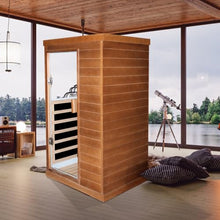 OUTEXER Far Infrared Sauna Home Spa Low-EMF Canadian Hemlock Wood 800W Red 35.2*27.6*61.6Inch