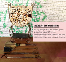 WXPWAMZ Firewood Rack, Metal Firewood Rack Set, Indoor and Outdoor Fireplace Wood Storage Organizer, Copper Log Holder