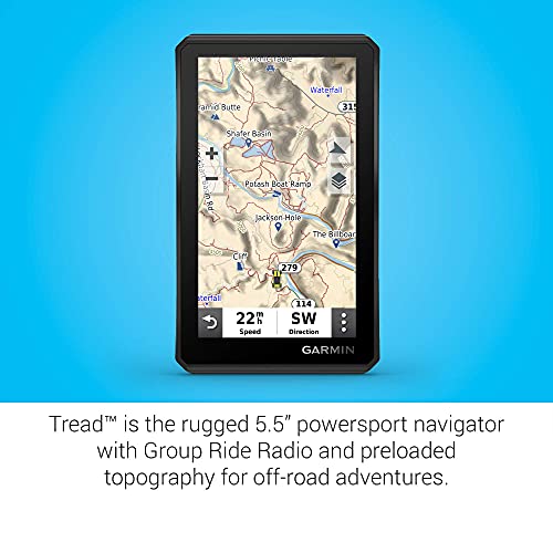 Garmin Tread Powersport Off-Road Navigator with Group Ride Radio, 5.5" Display Black (Renewed)